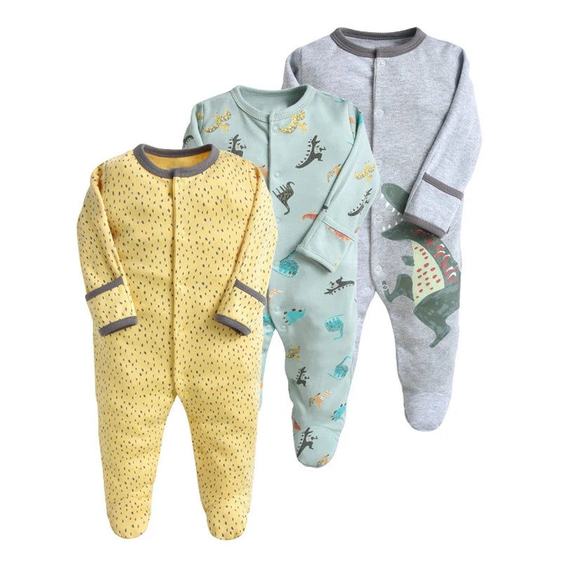 Brand Newborn Babies Clothes Infant Baby Boys Girls Romper Cotton Long Sleeve Pajamas Jumpsuit Toddler Clothes Outfits 3Pcs/Lot