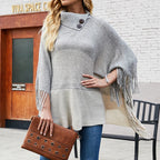 Plus Size Poncho For Women 2025 Spring Autumn Fashion Tassel Pullover Capes Female Loose Casual Knit Cloak Shawl Sweater