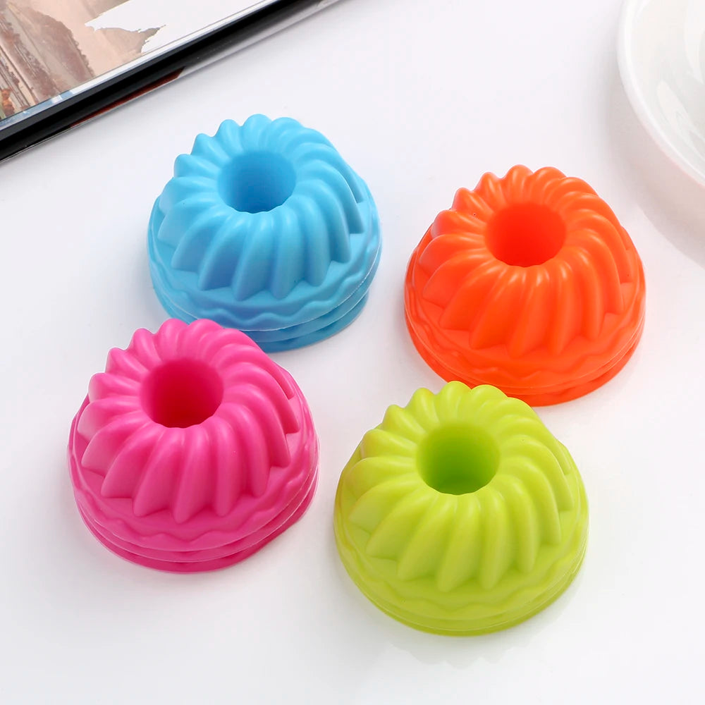Silicone Pudding Cupcake Muffin Donut Mold Non-Stick Baking Jelly Mould 12pcs/set Thread Shape