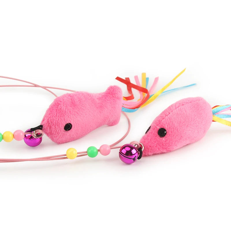 Steel Wire Teasing Cat Stick Long Fish Mouse Ball Feather with Bell Pet Toys Interactive Funny Cat Toy Wand