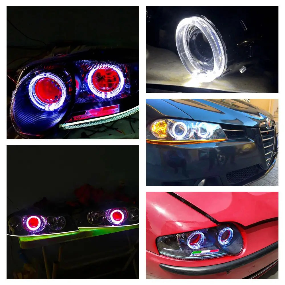 2.5 Inch 8.0 Bi Xenon Projector Lens With DRL LED Angel Eyes Shrouds Car Assembly Kit For Car Headlight H1 H4 H7 Model