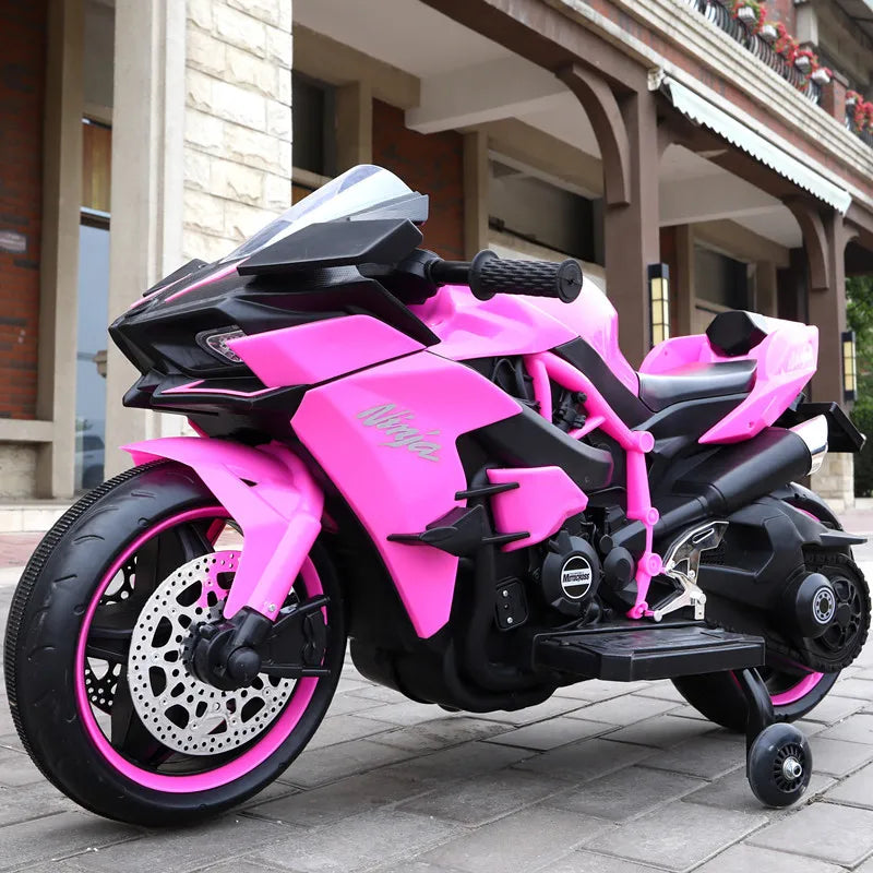 12V 1.1M Long Children Electric Two Wheeled Rechargeable Drive Motorcycle For 3-9 Years Kids Can Take Double Large Toy Car
