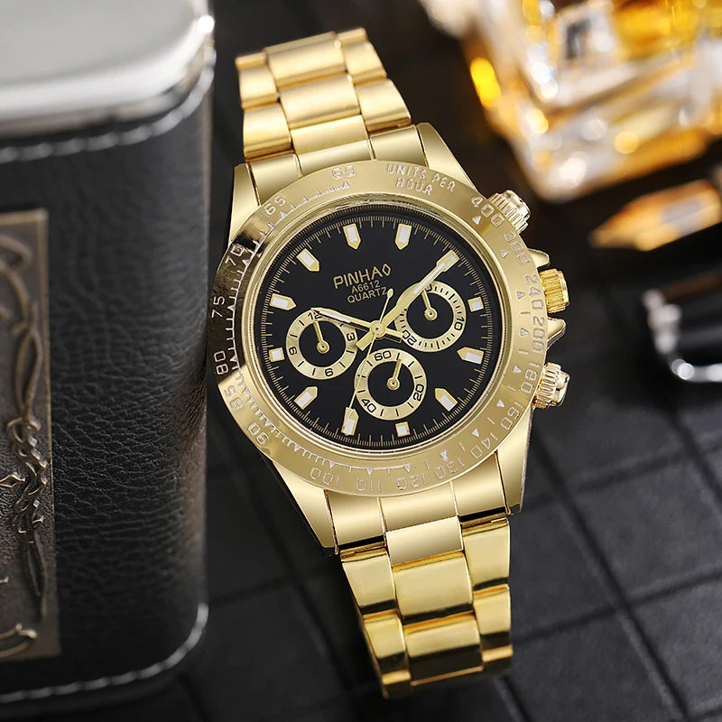 2024 New Fashion Stainless Steel men quartz wristwatches Gold Sliver Luxury Brand Top Quality Men Quartz Watch Relogio Masculino