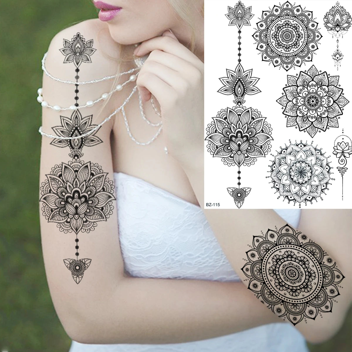 Black Rose Flower Sexy Temporary Tattoos For Women Adult Thigh Peony Skull Realistic Fake Tattoo Sexy Washable Tatoos Sticker