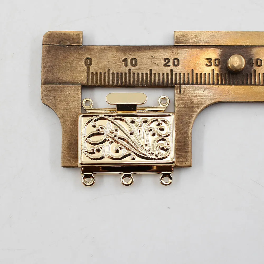 APDGG 5 Pcs Jewelry Findings 3 Strands Rectangle Clasps Gold Plated For Pearl Bracelets Necklaces Making DIY Craft Accessories