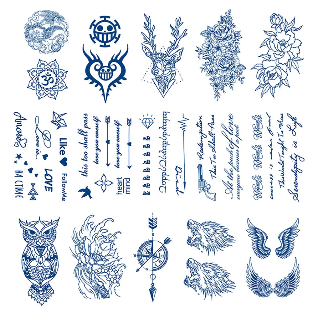 Waterproof Temporary Tattoos Juice Full Arm Fake Totem Tiger Dragon Tattoo Sticker Realistic Transfer Tattoos For Men Women Art