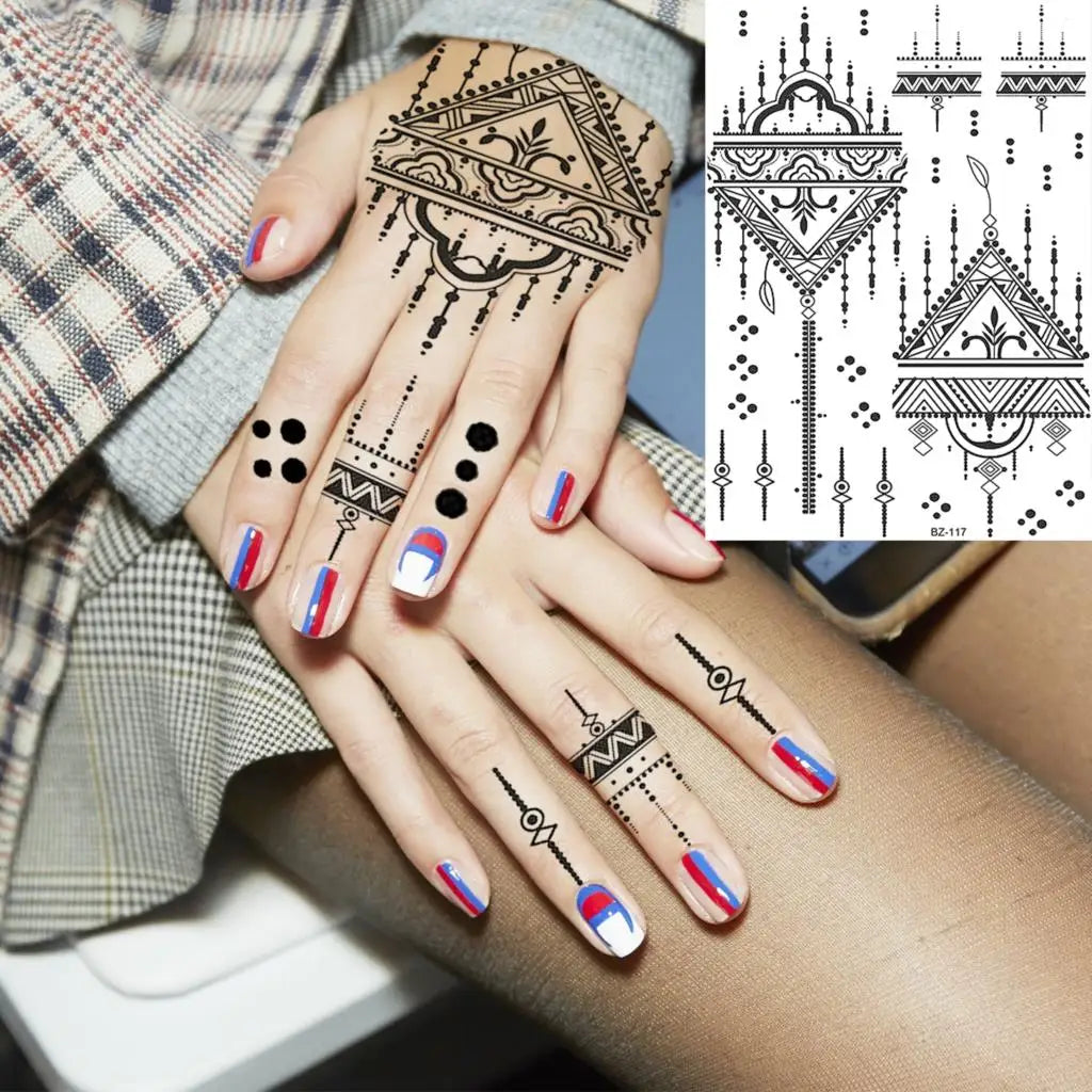 Black Rose Flower Sexy Temporary Tattoos For Women Adult Thigh Peony Skull Realistic Fake Tattoo Sexy Washable Tatoos Sticker