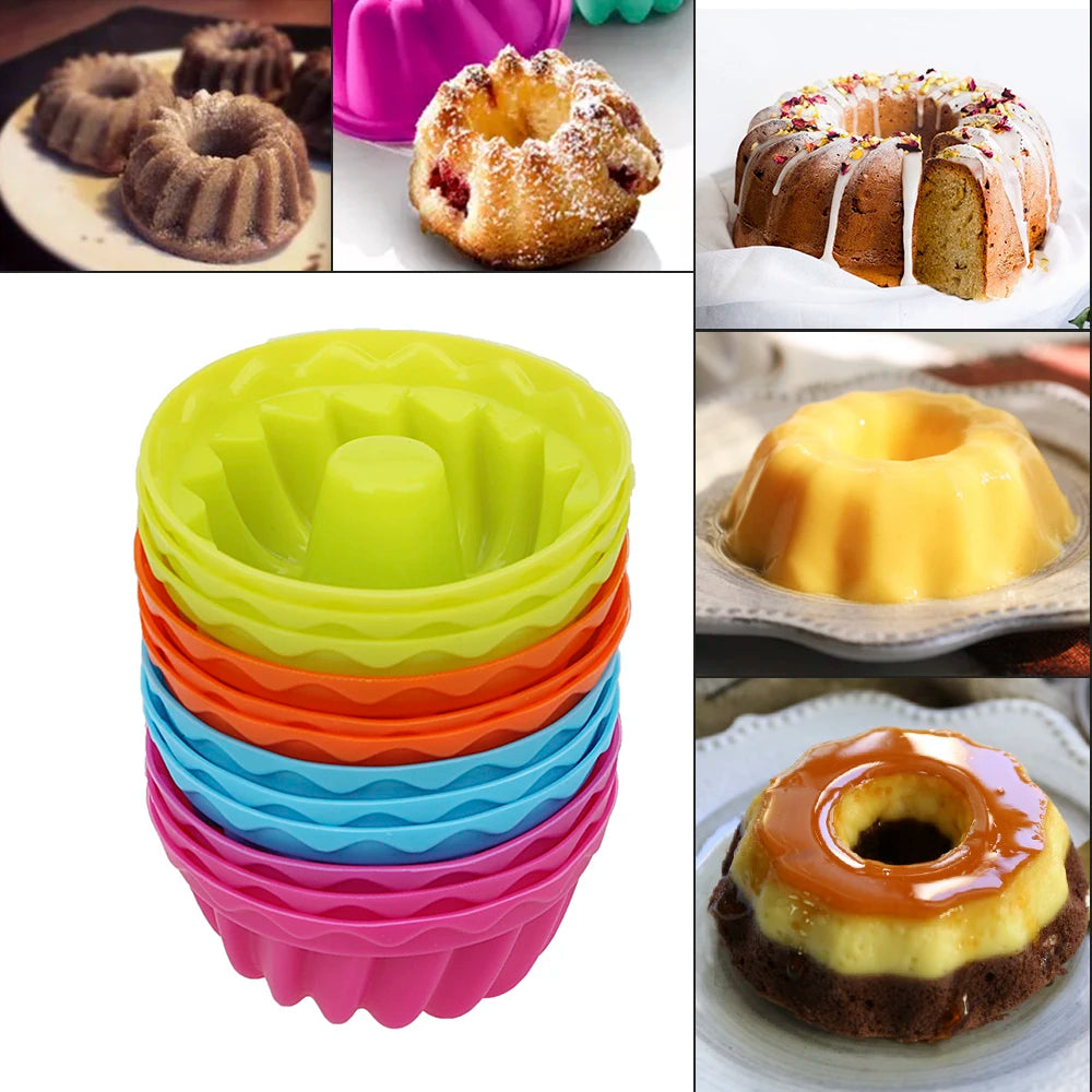 Silicone Pudding Cupcake Muffin Donut Mold Non-Stick Baking Jelly Mould 12pcs/set Thread Shape