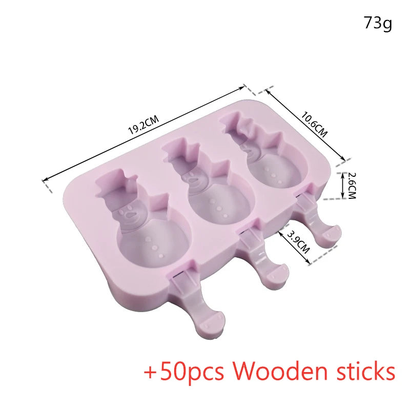 Silicone Ice Cream Mold Popsicle Siamese Molds with Lid DIY Homemade Ice Lolly Mold Cartoon Animals Image Handmade Kitchen Tools