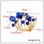 Exaggerated Luxury Vintage Geometric Rhinestone Opening Ring Knuckle Finger Antique Rings for Women Punk Statement Jewelry Gift