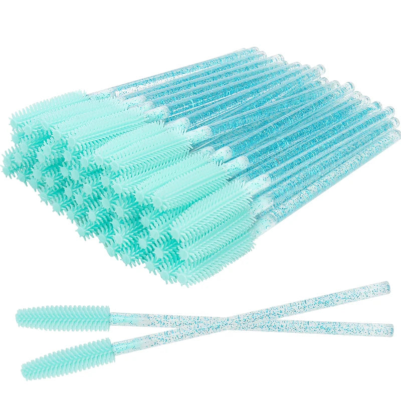 50 pcs Silicone Crystal Mascara Wands Applicator Disposable Diamond Eyelash Brushes Comb For Women Beauty Makeup Brush Tools