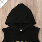 0-36M Baby Boys Clothes Set Letter King Print Hoodie For Boys Solid Black Sleeveless Sweatshirt Boys Pants Outfits Baby Boy Set