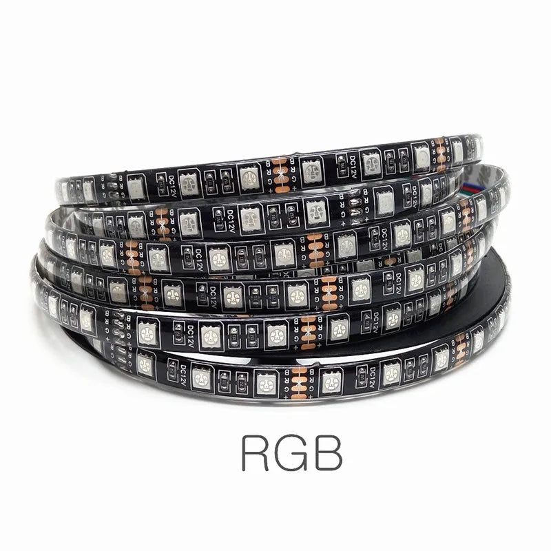 LED Strip 5050 RGB Black PCB DC12V Flexible LED Light 60LED/m 5050 Black LED Strip RGB/White/Warm White/Blue/Green/Red
