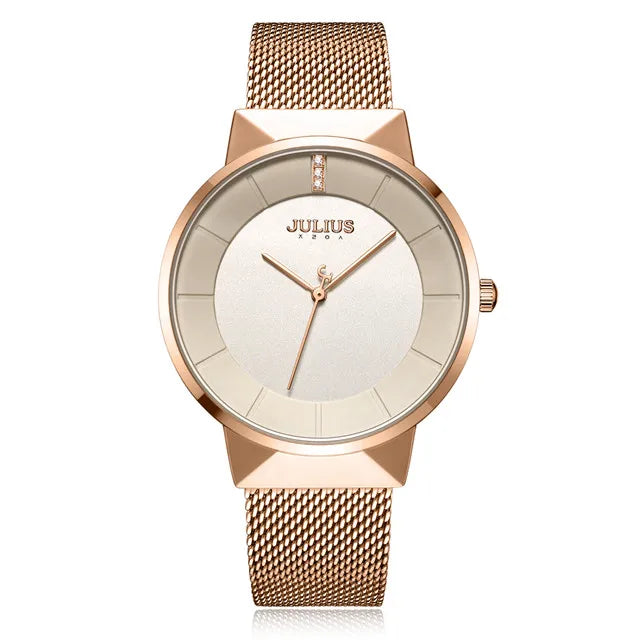 New Thin Julius Men's Watch Women's Watch Couple Lovers Clock Fashion Hours Stainless Steel Simple Boy Girl Birthday Gift Box