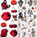 Sexy Lips Cherry Fake Temporary Tattoos Butterfly Sticker Body Art Arm Waterproof Adult Tattoo Paper For Women Girls 3D Tatoos