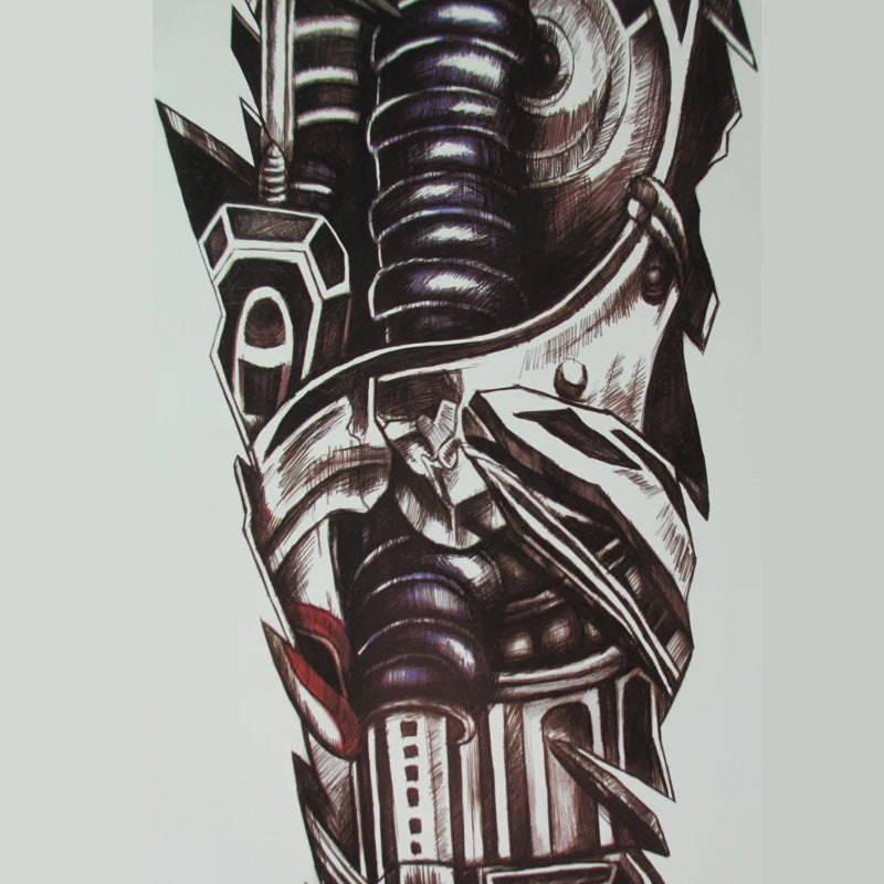 Large Robot Arm Waterproof Temporary Tattoos men women Mechanical Arm Sleeve Tatoo Fake Tattoo Stickers  body Art Tatto