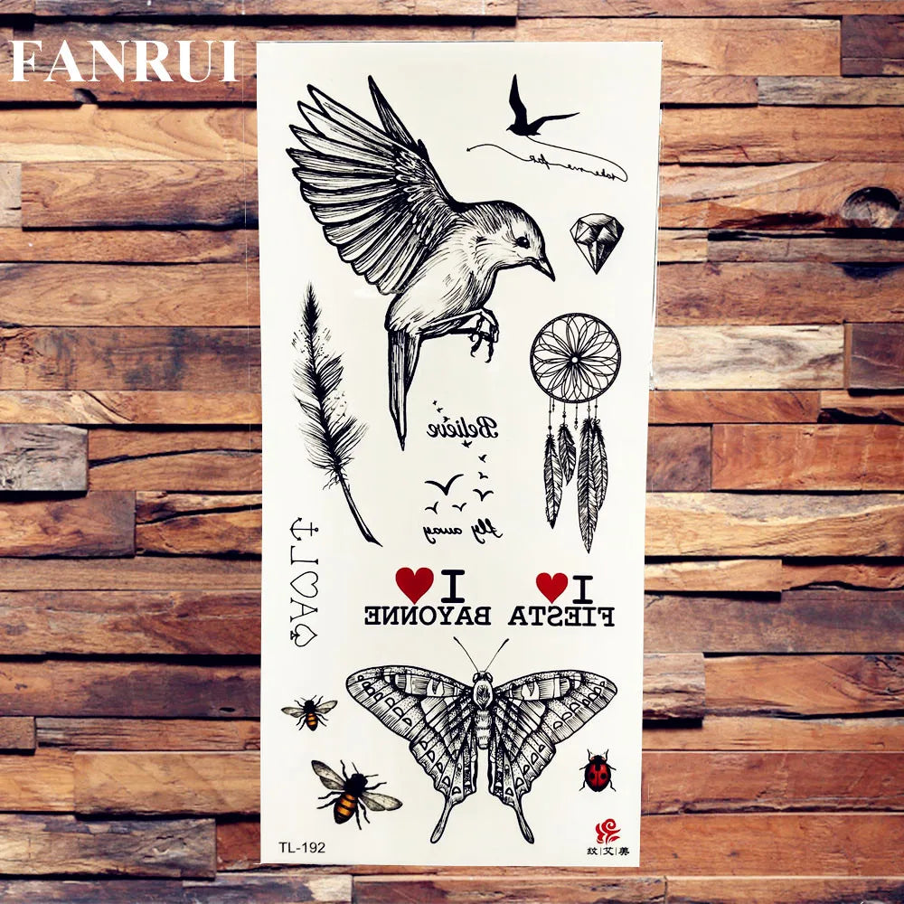 Sexy Lips Cherry Fake Temporary Tattoos Butterfly Sticker Body Art Arm Waterproof Adult Tattoo Paper For Women Girls 3D Tatoos