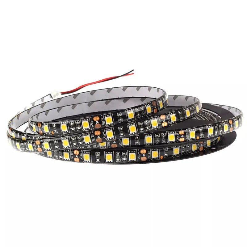 LED Strip 5050 RGB Black PCB DC 12V Flexible Light 60 led/m SMD 5050 Strip Lamp Waterproof RGB/White/Warm White/Blue/Green/Red