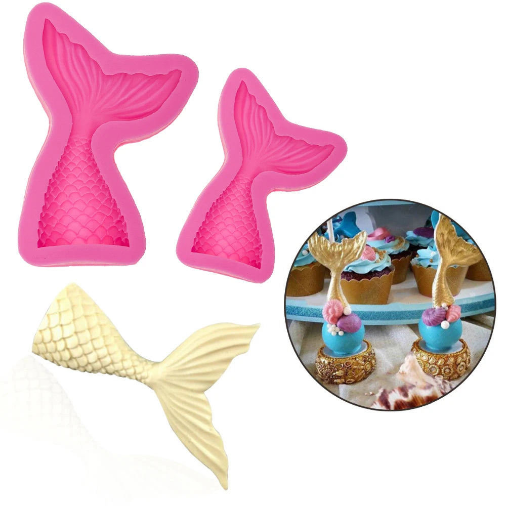 Silicone Mermaid Tail Mold 3D Baking Cake Decoration Jelly Sugar Craft Fondant Gumpaste Pastry Clay Candy  Soap Molds T0562
