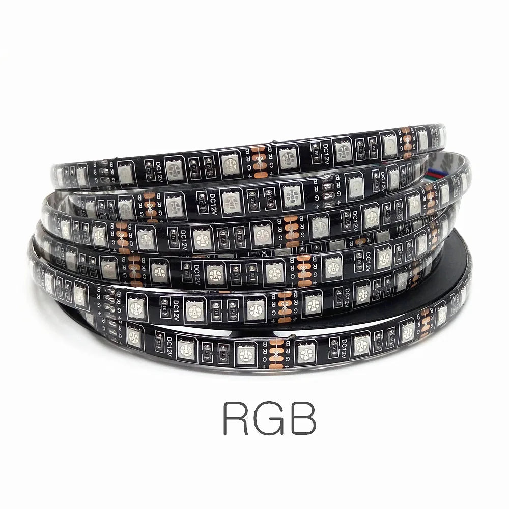 LED Strip 5050 RGB Black PCB DC12V Flexible LED Light 60LED/m 5050 Black LED Strip RGB/White/Warm White/Blue/Green/Red