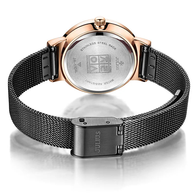 New Thin Julius Men's Watch Women's Watch Couple Lovers Clock Fashion Hours Stainless Steel Simple Boy Girl Birthday Gift Box