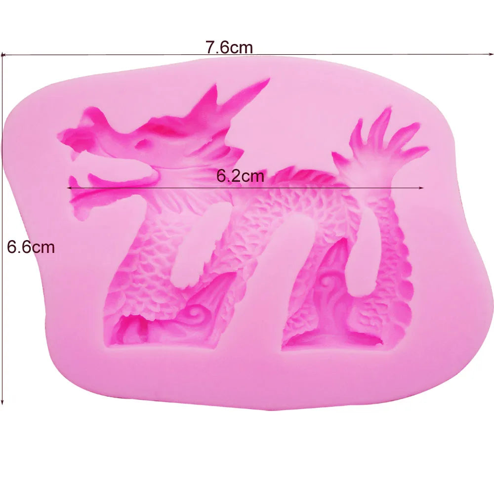 Dragon Silicone Chocolate Mold 3d Jelly Biscuit Ice Lollipop Gelatin Sugar Baking Cake Pop Moulds Confectionery Accessories