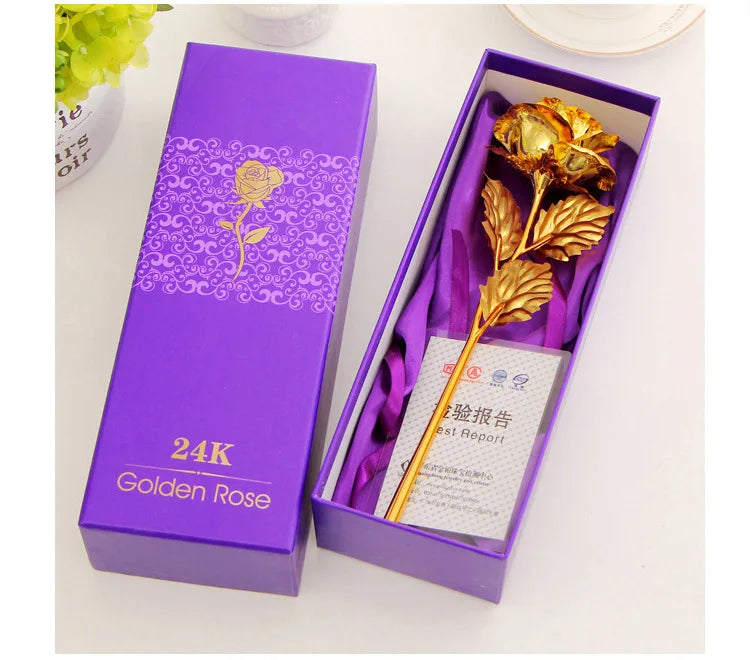 Best Gift For Girlfriend Golden Rose Wedding Decoration Golden Flower Valentine's Day Gift Gold Rose Gold Flower with Box