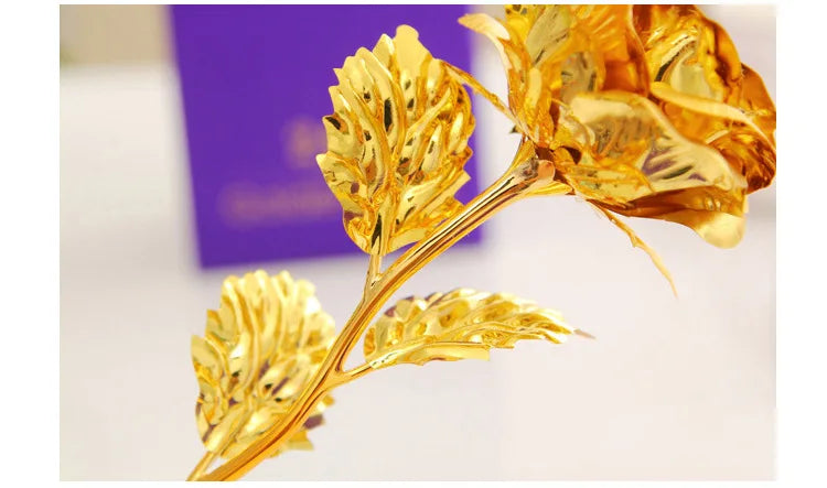 Best Gift For Girlfriend Golden Rose Wedding Decoration Golden Flower Valentine's Day Gift Gold Rose Gold Flower with Box