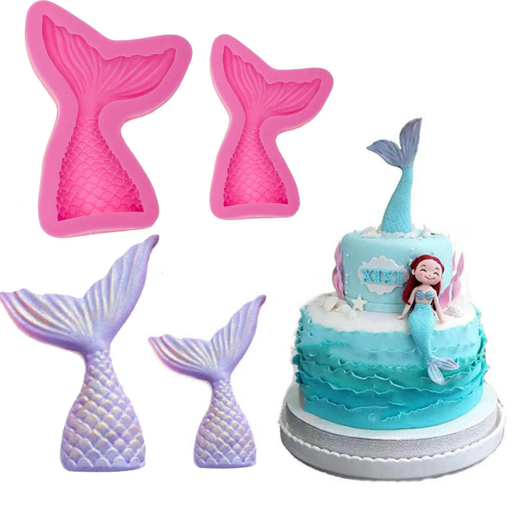 Silicone Mermaid Tail Mold 3D Baking Cake Decoration Jelly Sugar Craft Fondant Gumpaste Pastry Clay Candy  Soap Molds T0562