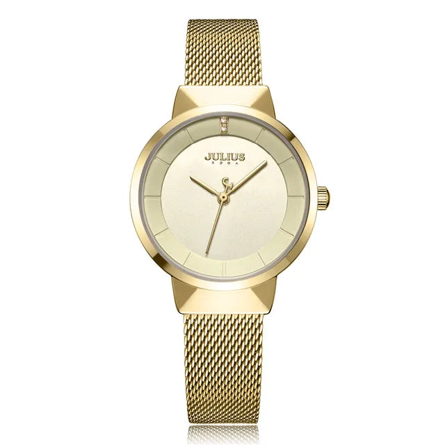 New Thin Julius Men's Watch Women's Watch Couple Lovers Clock Fashion Hours Stainless Steel Simple Boy Girl Birthday Gift Box