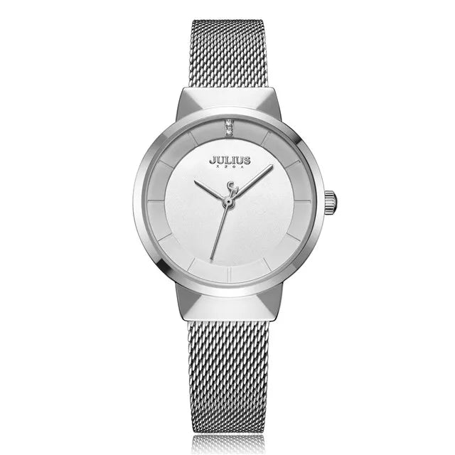 New Thin Julius Men's Watch Women's Watch Couple Lovers Clock Fashion Hours Stainless Steel Simple Boy Girl Birthday Gift Box