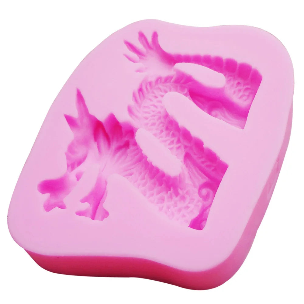 Dragon Silicone Chocolate Mold 3d Jelly Biscuit Ice Lollipop Gelatin Sugar Baking Cake Pop Moulds Confectionery Accessories