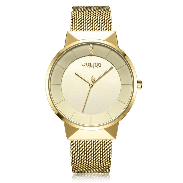 New Thin Julius Men's Watch Women's Watch Couple Lovers Clock Fashion Hours Stainless Steel Simple Boy Girl Birthday Gift Box