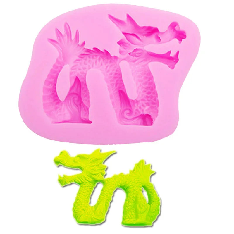 Dragon Silicone Chocolate Mold 3d Jelly Biscuit Ice Lollipop Gelatin Sugar Baking Cake Pop Moulds Confectionery Accessories