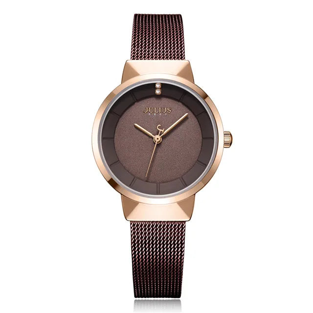New Thin Julius Men's Watch Women's Watch Couple Lovers Clock Fashion Hours Stainless Steel Simple Boy Girl Birthday Gift Box