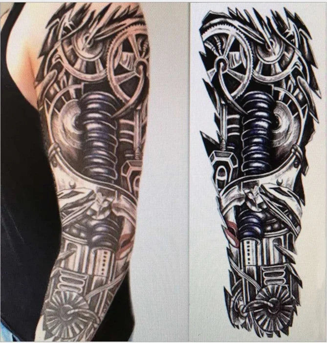 Large Robot Arm Waterproof Temporary Tattoos men women Mechanical Arm Sleeve Tatoo Fake Tattoo Stickers  body Art Tatto