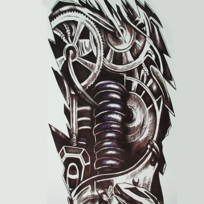 Large Robot Arm Waterproof Temporary Tattoos men women Mechanical Arm Sleeve Tatoo Fake Tattoo Stickers  body Art Tatto