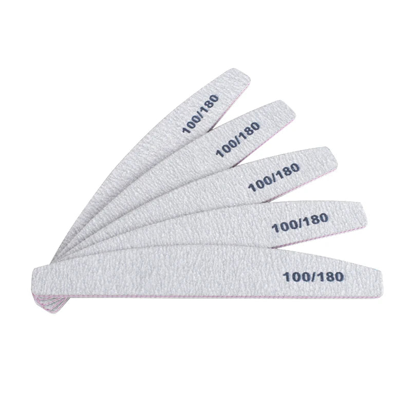 50Pcs/Lot Grey Sandpaper Nail File 100/180 Double Sided Buffer Block Polisher Pedicure Manicure Nail Art Files Nails Accesorios