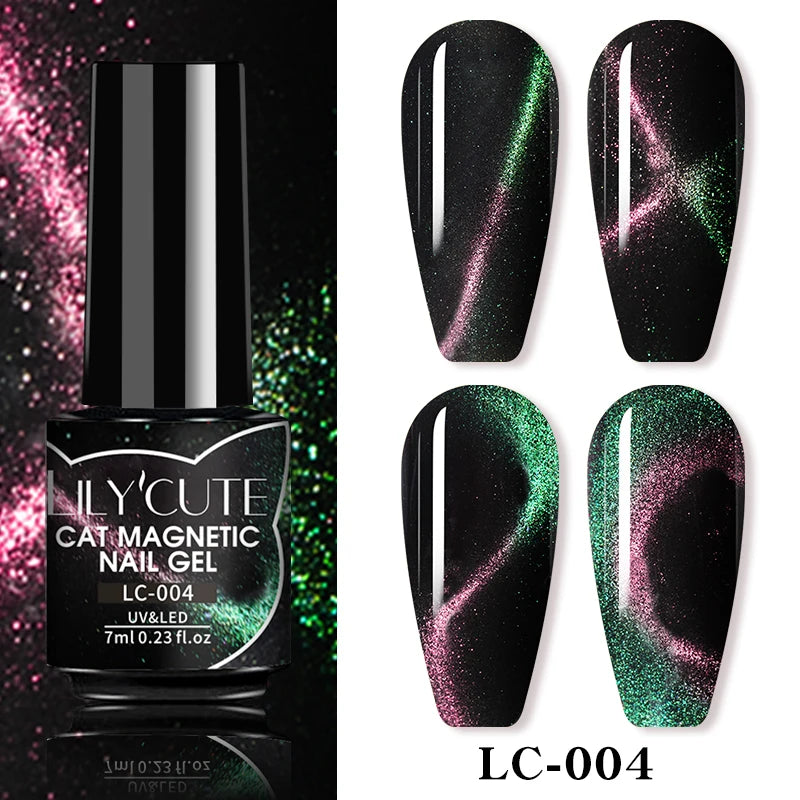LILYCUTE 7ml Fruit Grape Purple Cat Magnetic Gel Nail Polish Vernis Semi Permanent Soak Off Colorful Gel Polish Nails Supplies