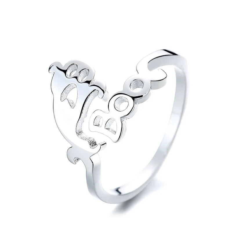 New Fashion Halloween Witch Hat Broom Broom Mop Pumpkin Lantern Hollow Simple Ring Girl Jewelry Hot Sale
