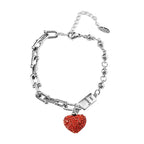 FOXANRY Silver Color Thick Chain Bracelets for Women Trendy Elegant Charming Sparkling Strawberry Zircon Party Jewelry