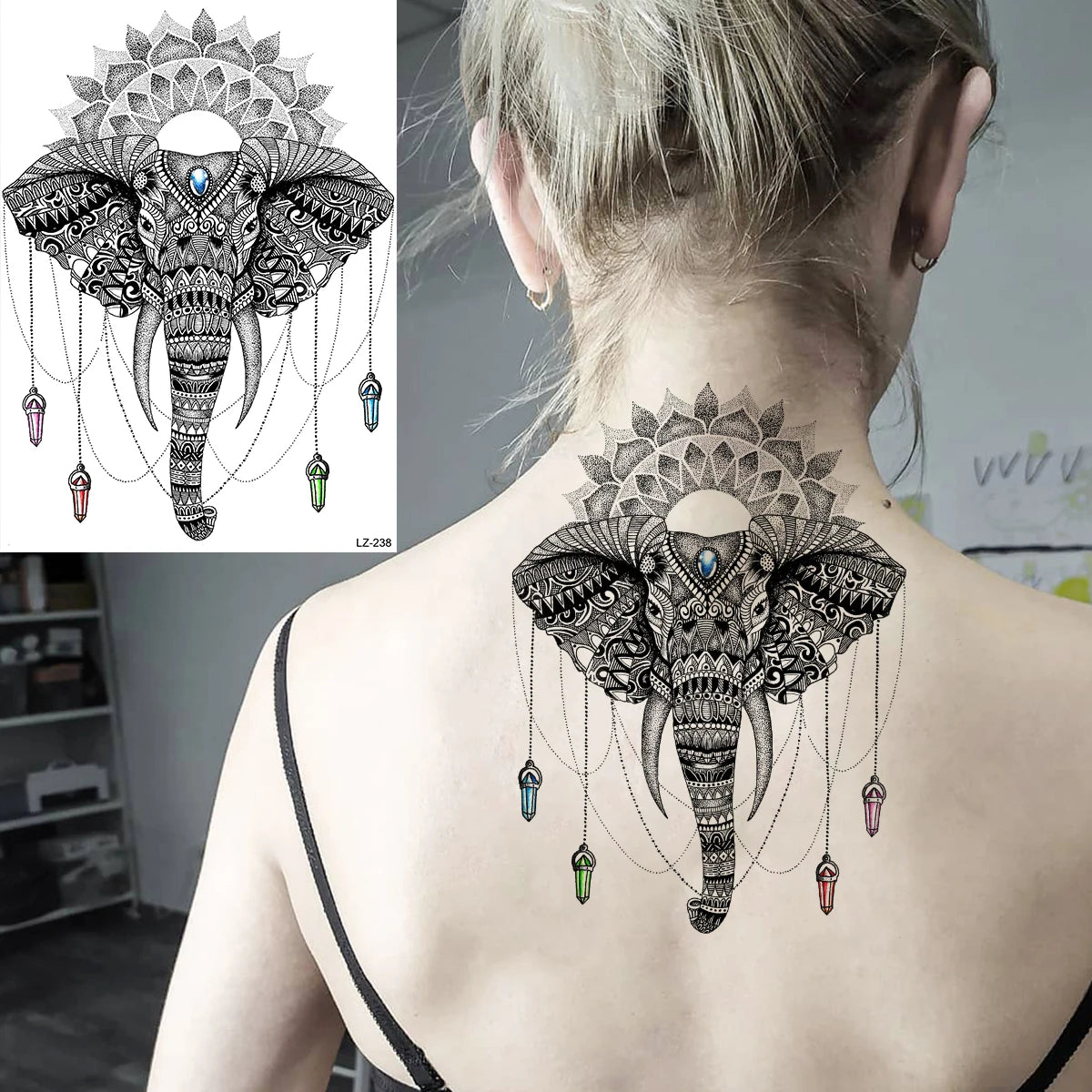 Black Rose Flower Sexy Temporary Tattoos For Women Adult Thigh Peony Skull Realistic Fake Tattoo Sexy Washable Tatoos Sticker