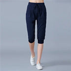 Pants for Women Summer Harem High Waisted Elastic Loose Joggers Sweatpants Calf Length Female Capris Trousers
