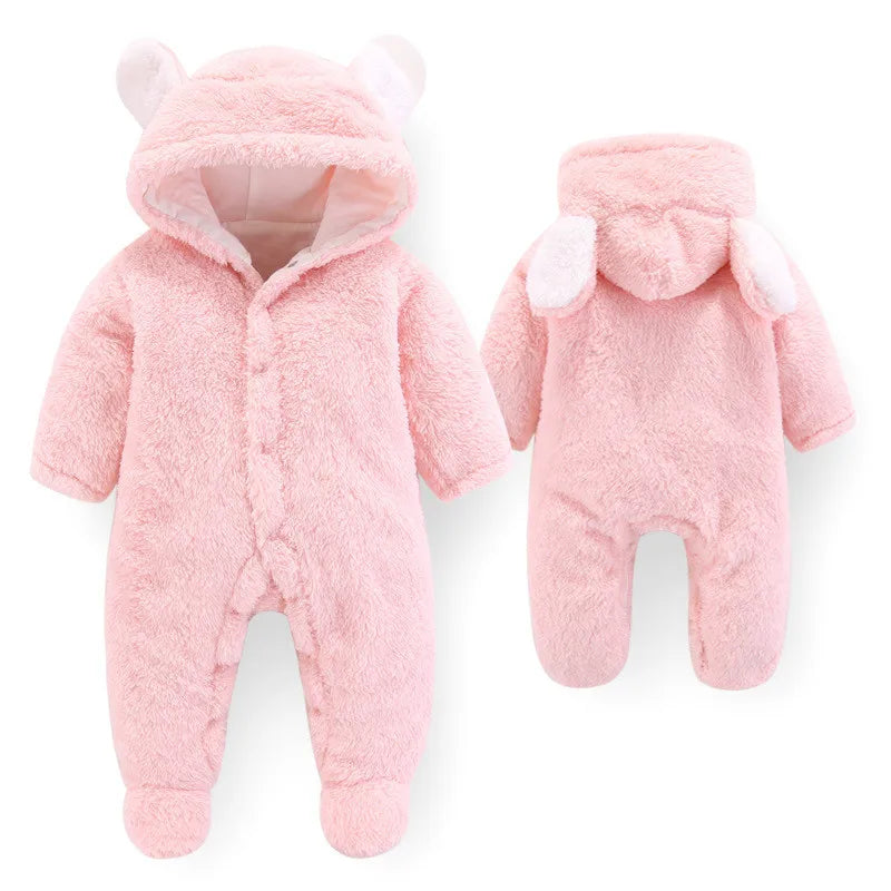Winter Newborn Baby Rompers Hoodie Girls Boys Clothes Cotton Long Sleeve Toddler Climbing Outwear Warm Infant Jumpsuit 0-12Month