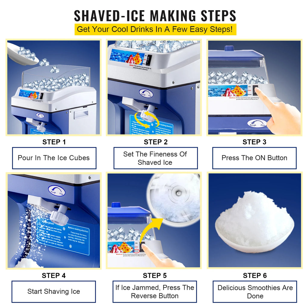 SucceBuy 120/200KG/H Electric Ice Shaver Branch Crusher Chopper Smoothie Blender Granizing Machine Shredder Snow Cone Cube Maker