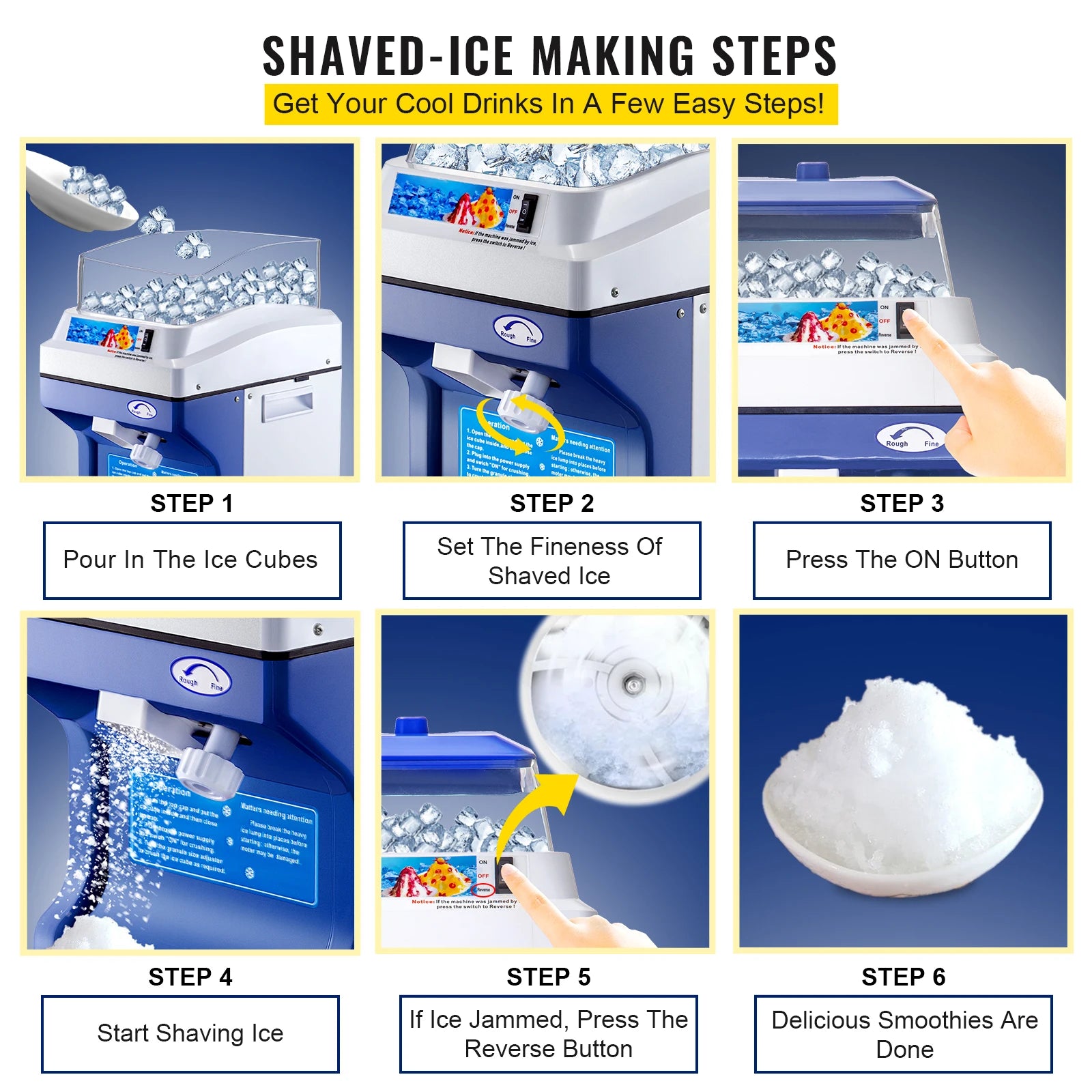 SucceBuy 120/200KG/H Electric Ice Shaver Branch Crusher Chopper Smoothie Blender Granizing Machine Shredder Snow Cone Cube Maker