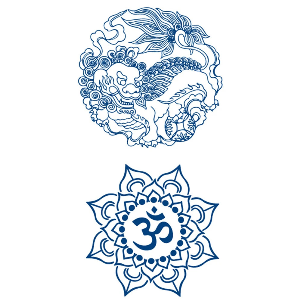 Waterproof Temporary Tattoos Juice Full Arm Fake Totem Tiger Dragon Tattoo Sticker Realistic Transfer Tattoos For Men Women Art