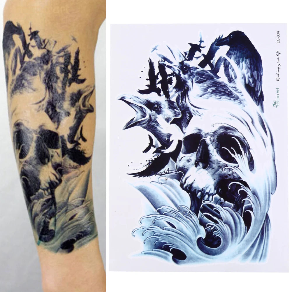 1 Pcs Black Waterproof Temporary Tattoo Sticker on Body Leg Water Transfer Sexy Lace Stocking Fake Flash Tattoo for Girl Women