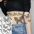 Black Rose Flower Sexy Temporary Tattoos For Women Adult Thigh Peony Skull Realistic Fake Tattoo Sexy Washable Tatoos Sticker