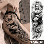 Large Arm Sleeve Tattoo Gun Rose Lion Waterproof Temporary Tattoo Sticker Clock Flower Waist Leg Body Art Full Fake Tatoo Women